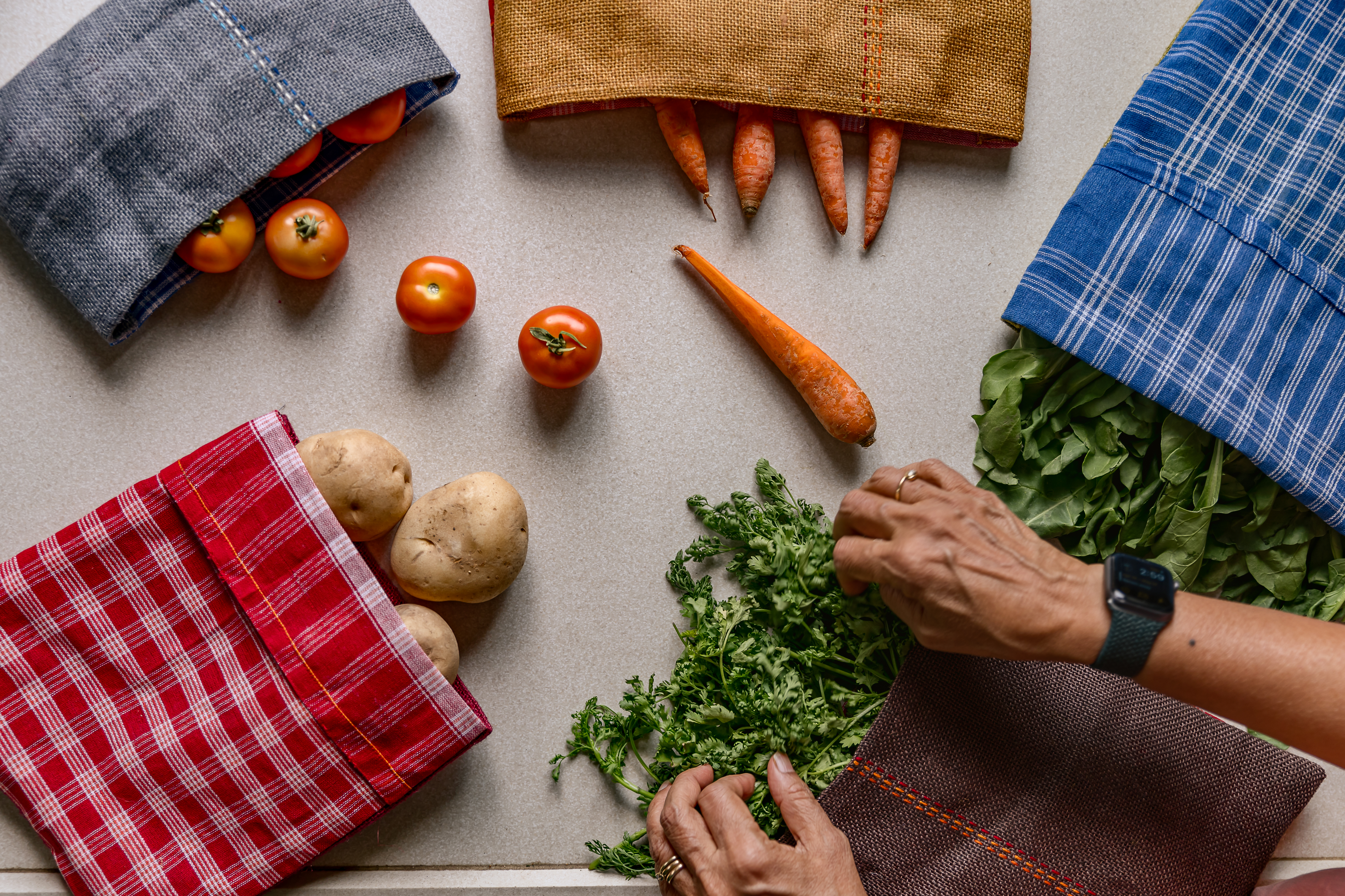 SHOBJI Fridge Bag Set for Veggies and Fruits